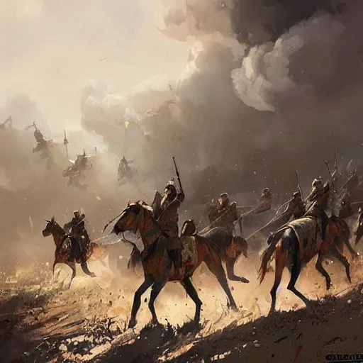 Image similar to a kurdish army fighting a turkish army by greg rutkowski