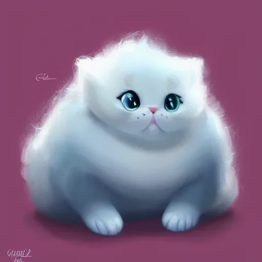 Prompt: cute kitty as a cloud, fluffy, pixar, concept art, digital art, painting