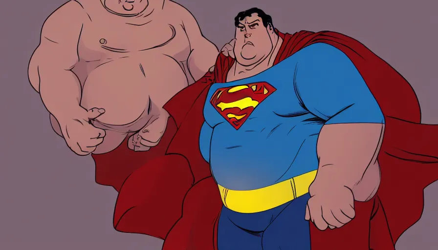 Prompt: Obese Superman trying to lose weight, hyperdetailed, artstation, cgsociety, 8k