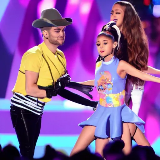 Prompt: ariana grande kids choice awards getting milked