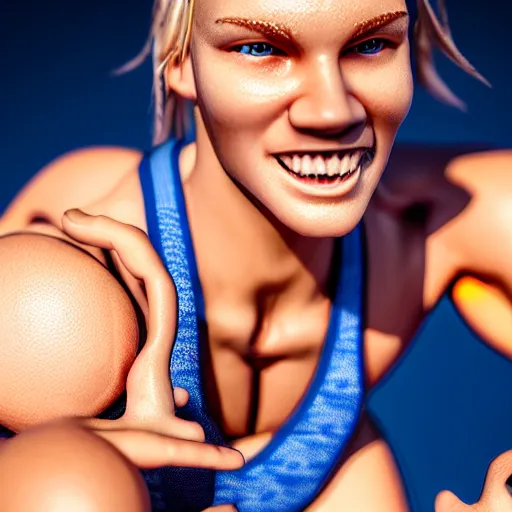 hyper realistic full figure of a cute sporty girl