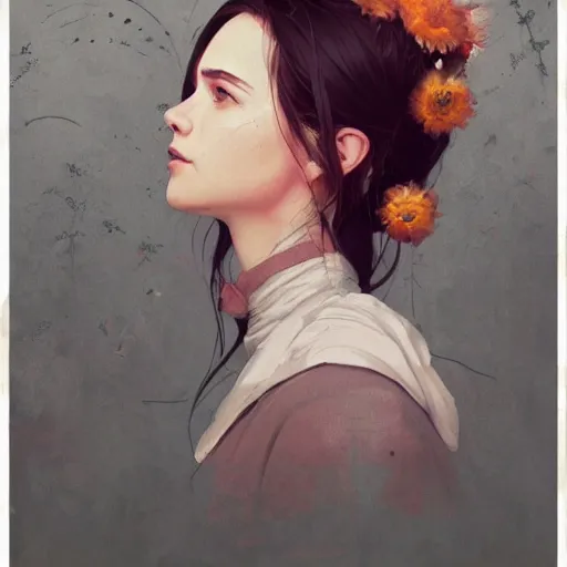 Image similar to Ukrainian girl with a flowers profile picture by Greg Rutkowski, asymmetrical, Organic Painting , Matte Painting, geometric shapes, hard edges, street art, trending on the artstation, realistic:2 by Sachin Teng:4, blur: -4