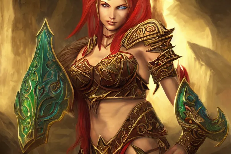 Prompt: a beautiful and strong female warrior blood elf, world of warcraft, by boris valejo and frank franzetta
