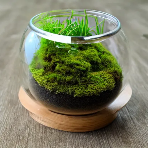 Image similar to moss terrarium, product photo, high quality, 4 k, beautiful design, innovative