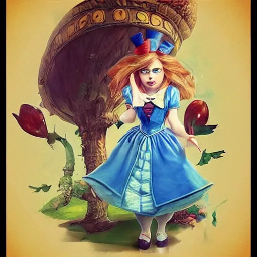 Image similar to “Alice in wonderland, Alice, whimsical, realism, trending on Artstation”