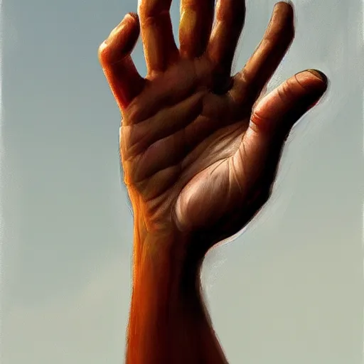 Image similar to The Hand of god, concept art oil painting by Jama Jurabaev, extremely detailed, hard brush, artstation