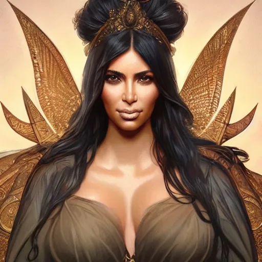 Image similar to Kim Kardashian , D&D, fantasy, intricate, cinematic lighting, highly detailed, digital painting, artstation, concept art, smooth, sharp focus, illustration, art by Artgerm and Greg Rutkowski and Alphonse Mucha