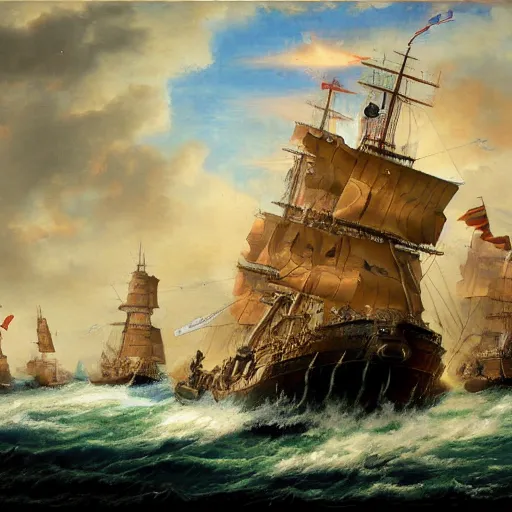 Prompt: Naval Battle 4k oil painting