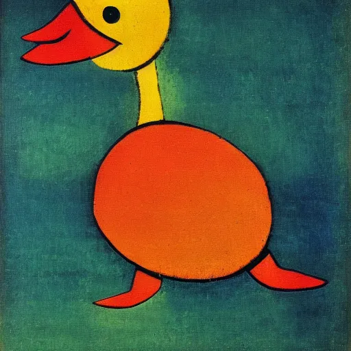 Prompt: a duck on the prowl oil painting paul klee