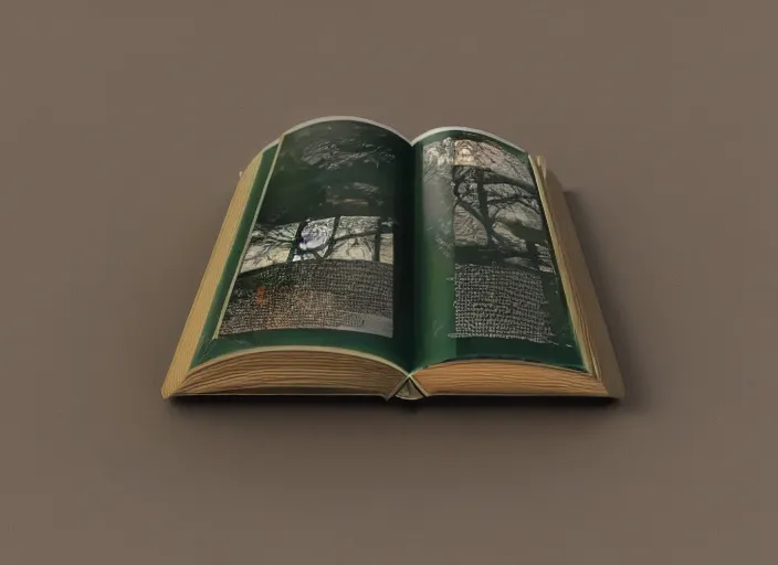 Prompt: open book 3D render