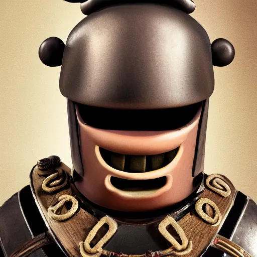 Image similar to scary Godlike masked and helmeted samurai in the style of Wallace and Gromit , award winning , post processing , suspenseful , masterpiece , octane rendered