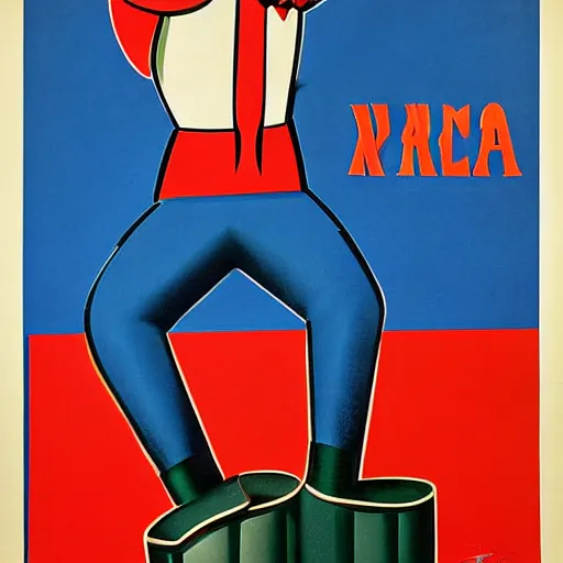 Prompt: young man as communist clown, soviet propaganda style poster