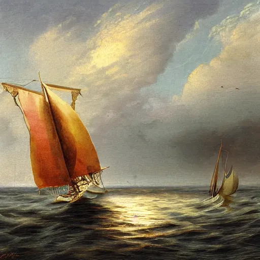 Image similar to sailing off the edge of the world, romanticism artwork