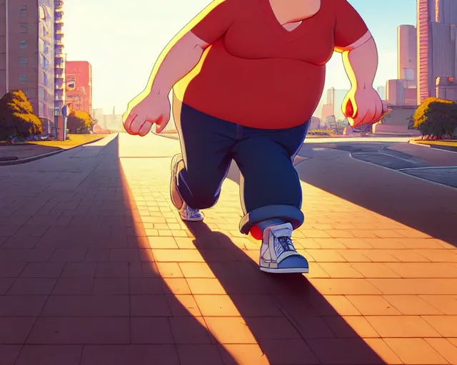 Image similar to peter griffin from family guy, hyper - realistic, gta v cover art, cel shading, sharp focus, intricate, detailed, rhads, andreas rocha, makoto shinkai, lois van baarle, ilya kuvshinov, greg rutkowski, dynamic lighting, grunge aesthetic, 4 k