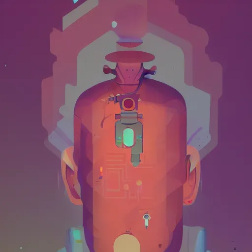 Prompt: a non binary person thinking, brain, james gilleard, moebius, print, game art, concept art