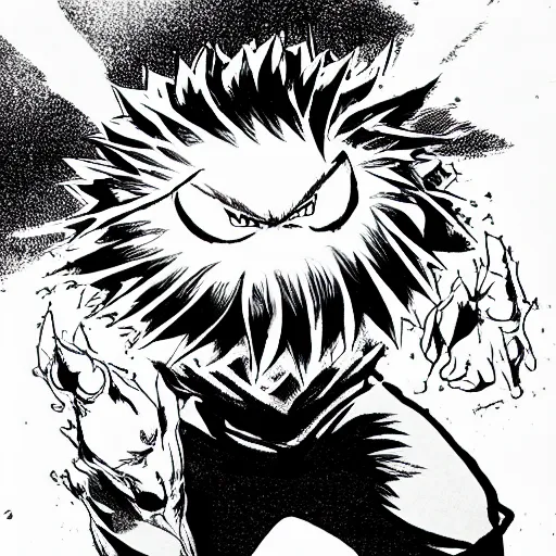 Prompt: glowing ball of hatred and rage, manga style