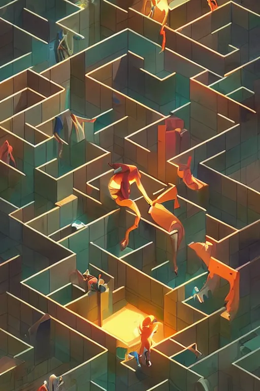 Image similar to Isometric maze, by Jesper Ejsing, RHADS, Makoto Shinkai and Lois van baarle, ilya kuvshinov, rossdraws global illumination