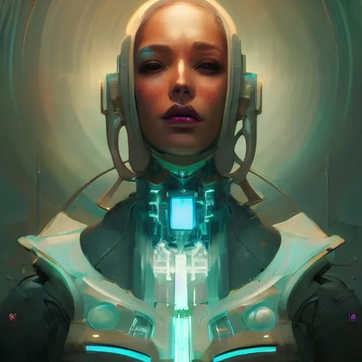 Image similar to a portrait of a beautiful cybernetic soothsayer, cyberpunk concept art by pete mohrbacher and wlop and artgerm and josan gonzales, digital art, highly detailed, intricate, sci-fi, sharp focus, Trending on Artstation HQ, deviantart, unreal engine 5, 4K UHD image