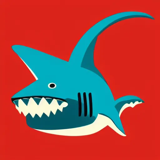 Image similar to circular shark icon, minimalist, vector