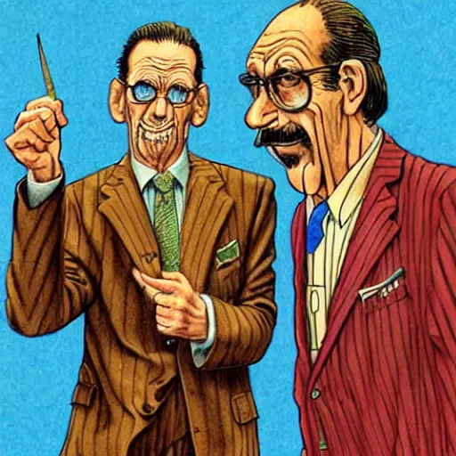 Image similar to The Artwork of R. Crumb and his Cheap Suit Frank Costello, pencil and colored marker artwork, trailer-trash lifestyle