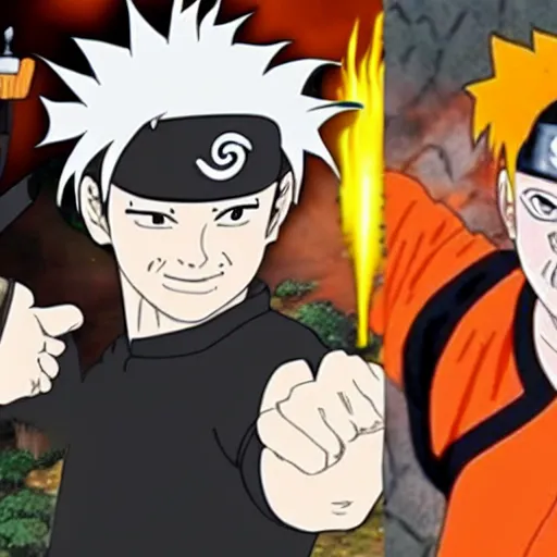 Prompt: gordon ramsey in naruto, ninja outfit, forest, anime style