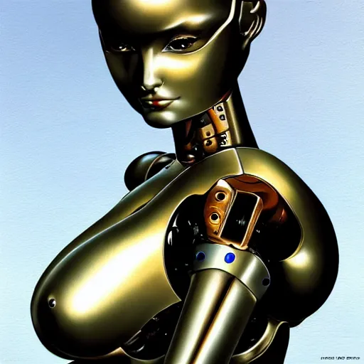 Image similar to robot by Hajime Sorayama, trending on artstation, art, great composition