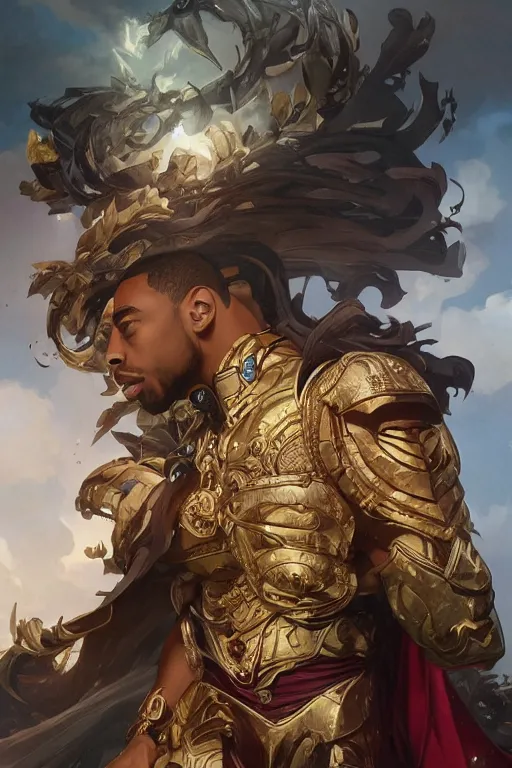 Image similar to heroic image Ludacris as a primarch, art by artgerm and greg rutkowski and alphonse mucha and Charlie Bowater Trending on artstation, artstationHD, artstationHQ, 4k, 8k