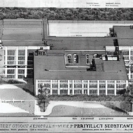 Prompt: a multi - acre, self - contained psychiatric hospital designed and built according to the kirkbride plan.