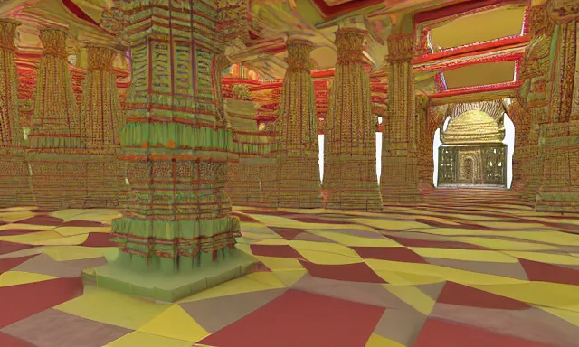 Image similar to 3d lowpoly hindu temple mosque interior