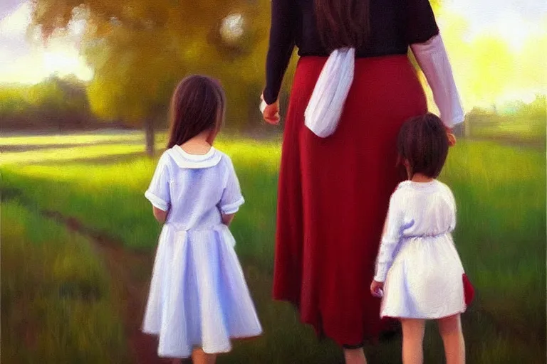 Image similar to ( ( a beautiful 8 k photorealistic masterpiece oil painting ) ( of ( mother encouraging her child to go out and play, the child is very nervous and shy ) ( finnish painting ) ) ( hyperrealism ) ( 1 6 k ) ( trending on artstation )