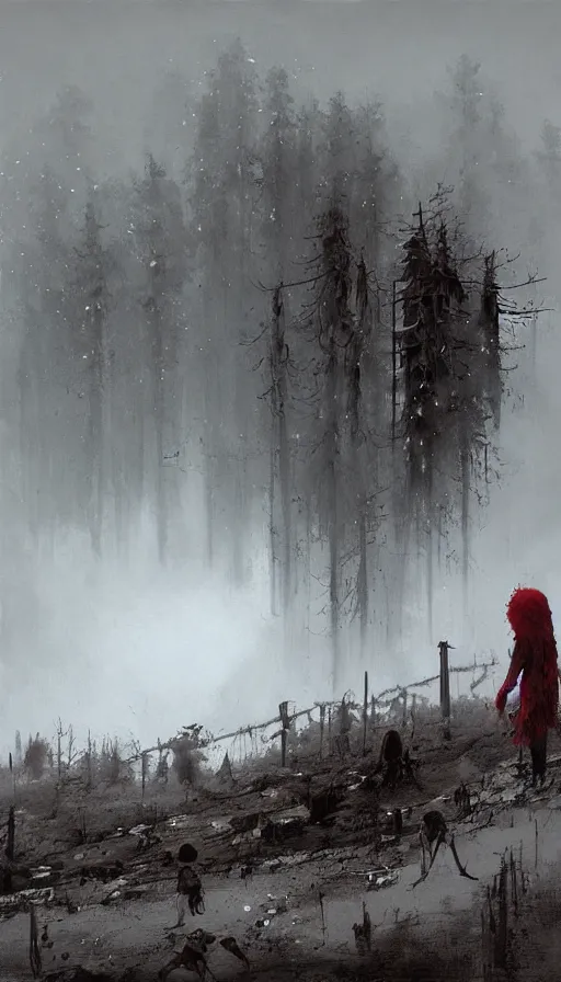 Image similar to life and death mixing together, by jakub rozalski