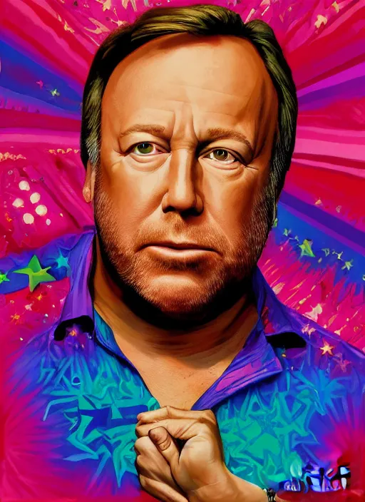 Image similar to alex jones by lisa frank and Zbigniew Brzezinski