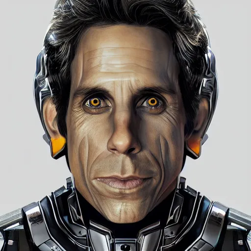 Image similar to ben stiller cyborg, symmetrical, highly detailed, futuristic, high resolution, trending on artstation