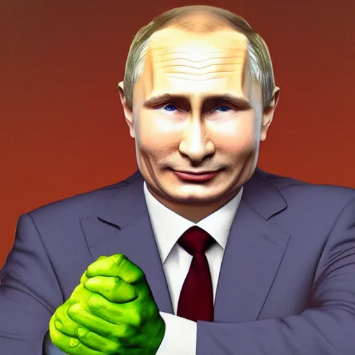 Image similar to putin as shrek, photorealistic, high qulity photo