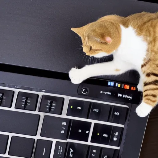 Image similar to a cat paw typing on a computer keyboard - w