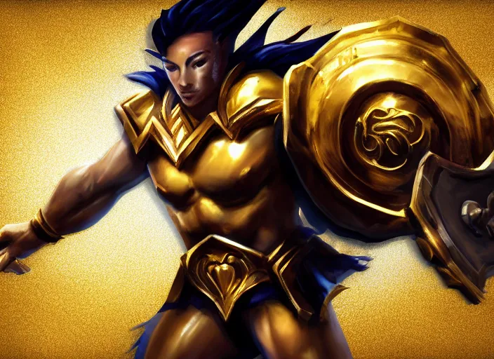 Prompt: champion splashart of champion made out of gold