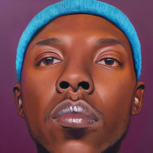 Image similar to dizzee rascal, intricate trippy oil painting