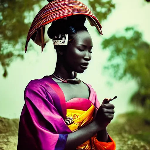 Prompt: African geisha mistery photography