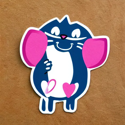 Prompt: cute colorful diecut cat sticker