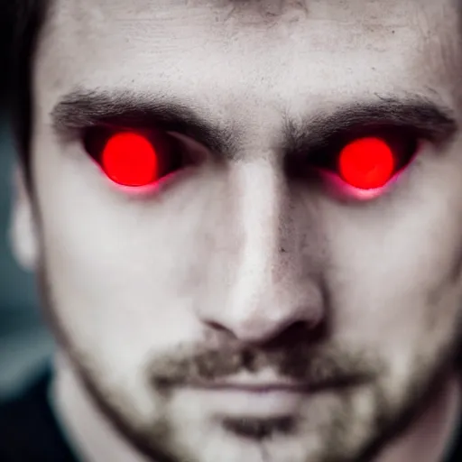 Image similar to a man with red glowing eyes