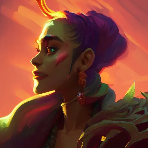 Image similar to profile portrait, maya ali mage, gloomhaven, dynamic lighting, gaudy colors, octane render aesthetic, matte painting concept art, official fanart behance hd artstation by jesper ejsing, by rhads and makoto shinkai and lois van baarle and ilya kuvshinov and rossdraws