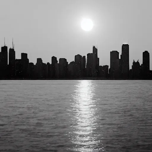 Prompt: solar eclipse over Chicago