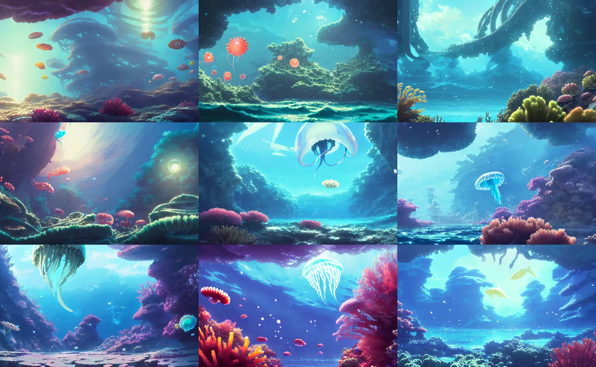 underwater ocean background with fish