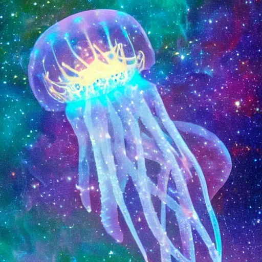 Prompt: jellyfish floating in the nebula