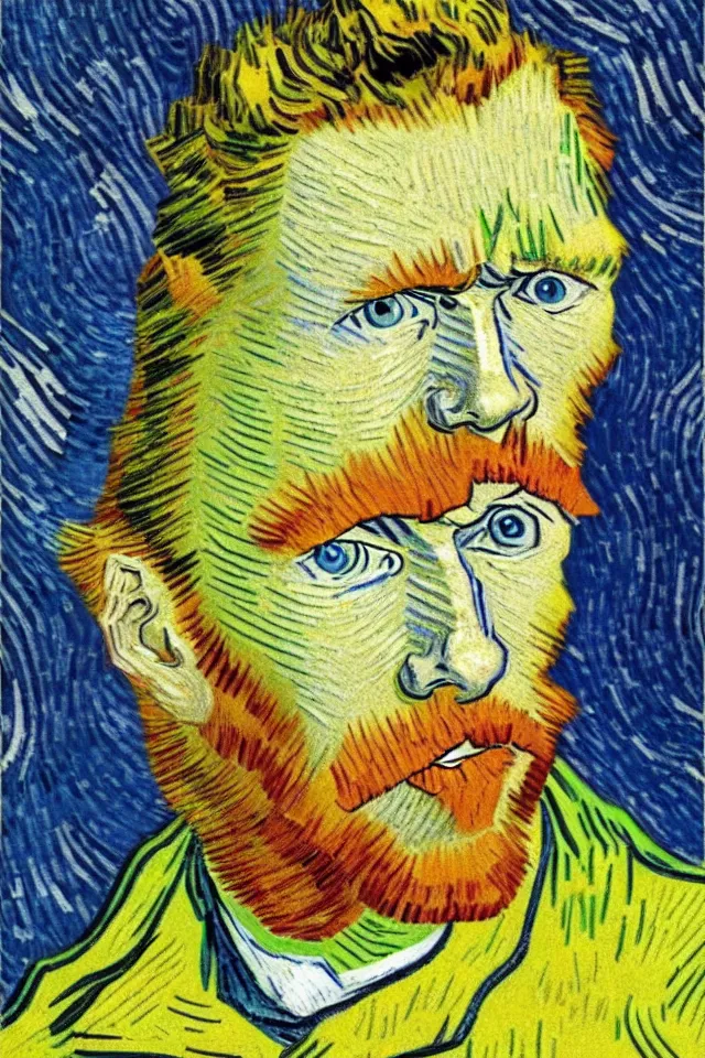 Prompt: winking self - portrait of van gogh, wink, wink and smile, one eye closed