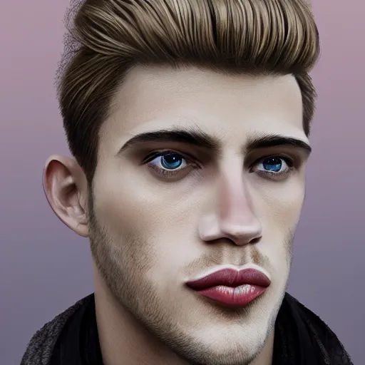 Image similar to a realistic portrait of a blonde man with big lips, ancient times, trending on artstation