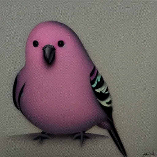 Prompt: an oil painting of a pink budgie with black spots, full hd, ue5, ue4, unreal engine 5, artstation