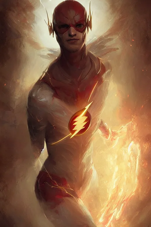 Prompt: terrifying ezra miller as flash at dawne, ethereal fantasy art by greg rutkowski