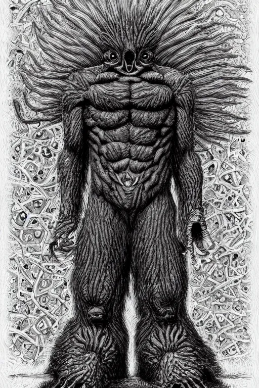 Image similar to mole humanoid figure monster, symmetrical, highly detailed, digital art, sharp focus, trending on art station, kentaro miura manga art style