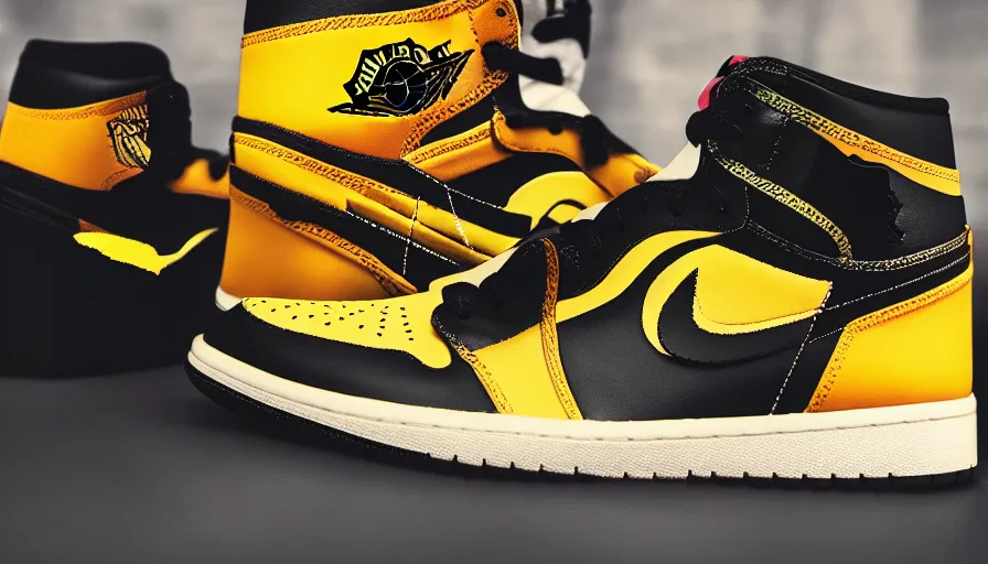 Prompt: Air Jordan 1 high, minions themed, 4k